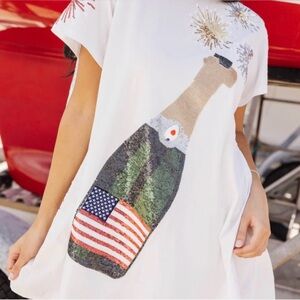 QOS Festive Champagne & Fireworks Sequin Party Dress